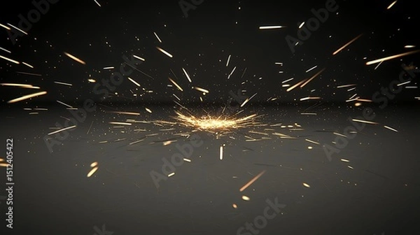 Fototapeta Dynamic realistic fire sparks scattering with glowing intensity for use in video compositing and effects