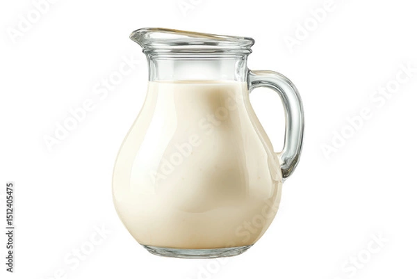 Fototapeta Dairy-rich jug of milk with handle perfect for healthy eating visuals, isolated on transparent background

