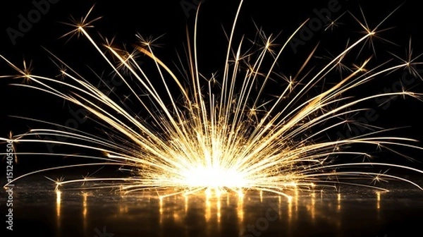 Fototapeta Dynamic cluster of transparent glowing fire sparks designed for cinematic overlays and special effects