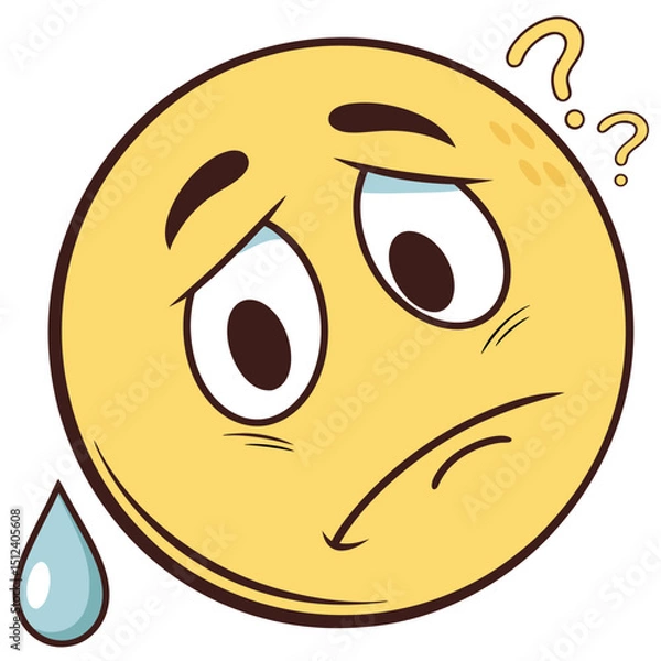 Fototapeta Confused Shrugging Emoji with Small Sweat Drop
