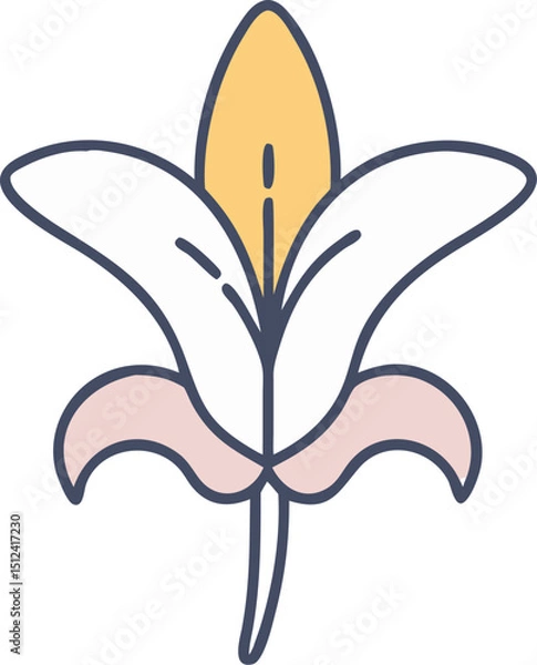 Fototapeta Lily vector outline icon on white or transparent background