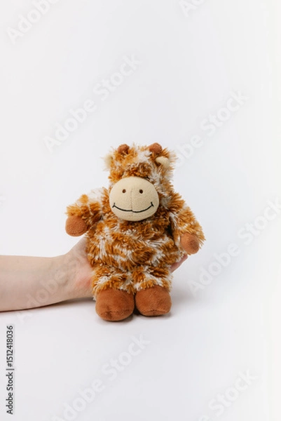 Obraz Monkey stuffed animal sitting on a white background