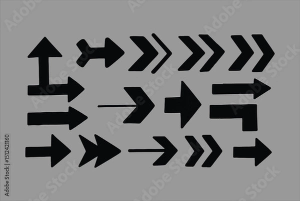Fototapeta Black Directional Arrows Collection: Various Styles for Navigation & Interface