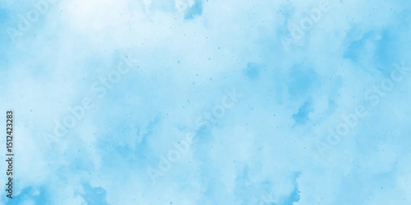 Fototapeta abstract baby blue water colored stains or sky background, Light sky blue shades watercolor background, blue sky in grunge style blue skt white clouds simple photography.