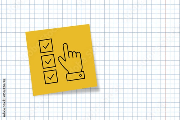 Fototapeta done. an icon on office paper. office paper. successful completion of assigned tasks. teamwork. animation. pin. a business idea. teamwork in business. a task. decision. purpose. achieve your goal. 