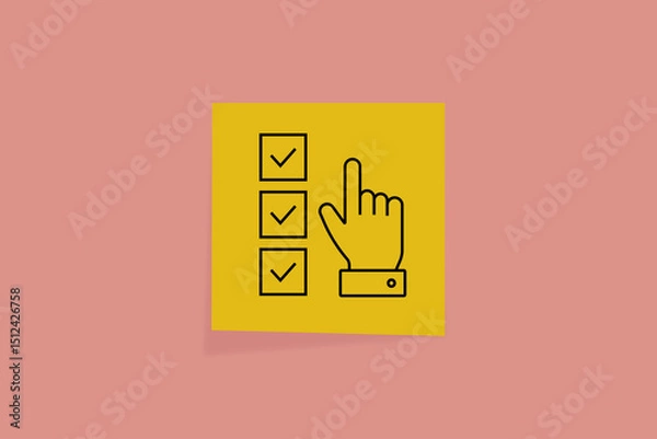 Fototapeta done. an icon on office paper. office paper. successful completion of assigned tasks. teamwork. animation. pin. a business idea. teamwork in business. a task. decision. purpose. achieve your goal. 