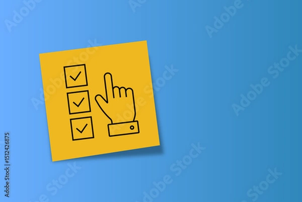 Fototapeta done. an icon on office paper. office paper. successful completion of assigned tasks. teamwork. animation. pin. a business idea. teamwork in business. a task. decision. purpose. achieve your goal. 