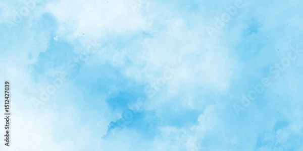Fototapeta abstract baby blue water colored stains or sky background, Light sky blue shades watercolor background, blue sky in grunge style blue skt white clouds simple photography.