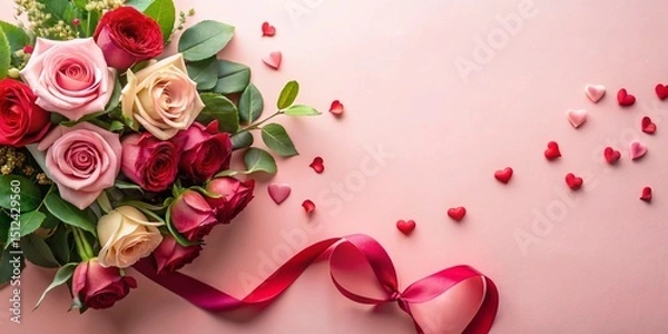 Obraz Rose buquet card Design with Blank Space for Text, Logo, or Advertisement