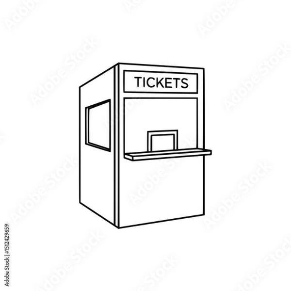 Obraz Ticket booth illustration, simple line art, for websites