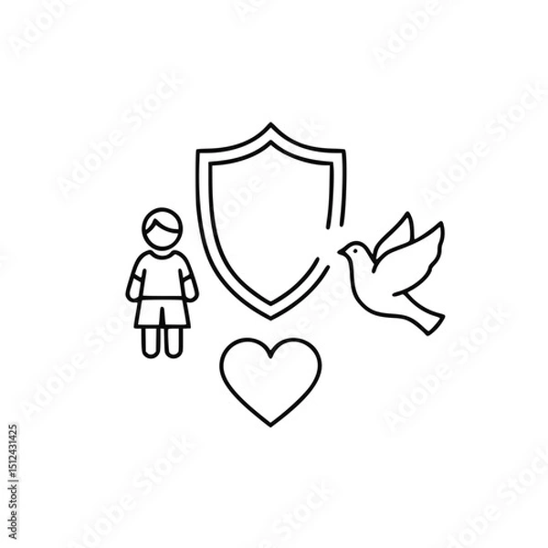 Obraz Child safety, peace, and love, graphic design, for websites