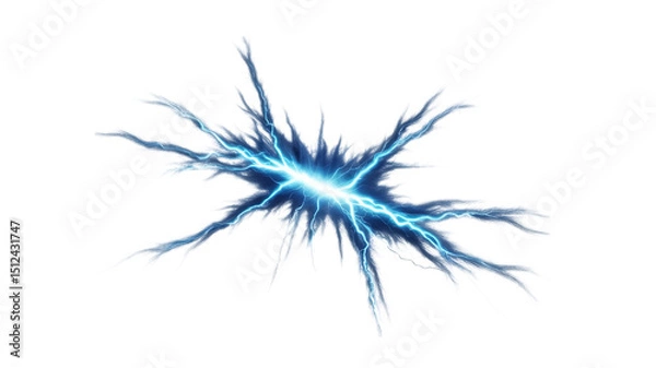 Obraz Blue Electric Energy Burst Lightning Flash Effect on Transparent Background