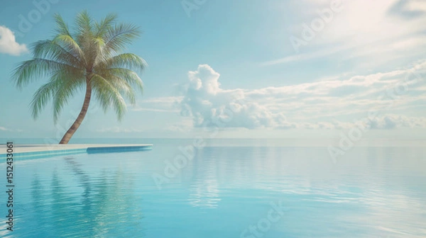 Fototapeta tropical beach with palm trees