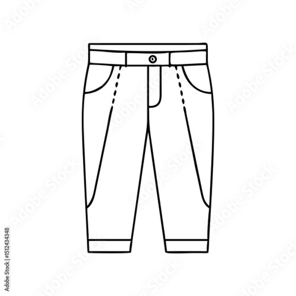 Fototapeta Outline of jeans with pockets and details in thin line style, contour icon  