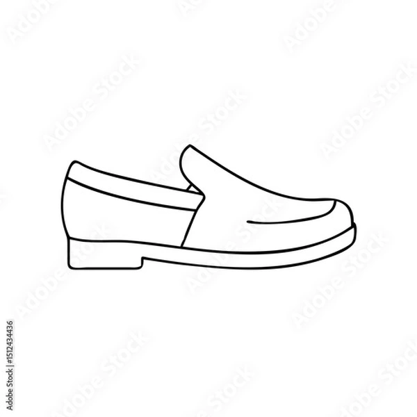 Fototapeta Simple outline of a loafer shoe in minimalist style, contour icon, thin line  