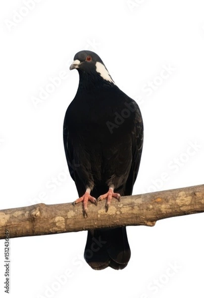 Fototapeta Black and white pigeon perched on a branch
