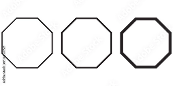 Fototapeta Octagon icon vector geometric octagonal octagon side polygon line octagon. rounded corner octagon shape icon set. 