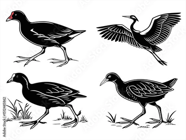 Obraz gallinule sihouette black vector bundle