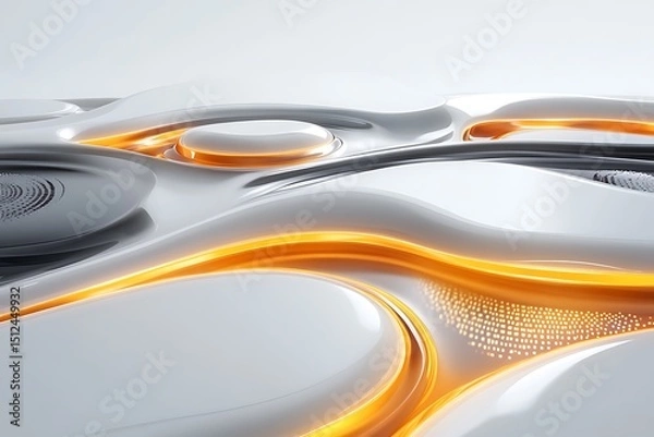 Obraz Abstract White Landscape with Glowing Orange Accents for Futuristic Designs