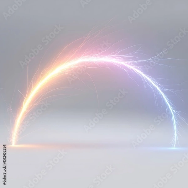 Obraz Glowing Electric Arc in Gradient Rainbow Colors over Minimal Background