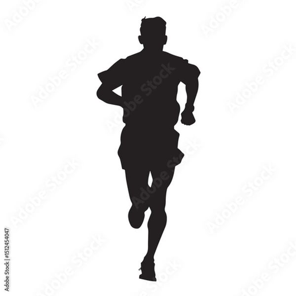 Fototapeta Marathon Runner Running Front Silhouette , black silhouettes isolated on white background