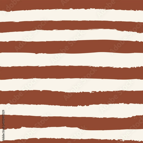 Obraz seamless repeating pattern with hand drawn raw edge stripes in warm cinnamon spice brown and cream ivory. Warm neutral striping for autumn, cosmetics, fabric, packaging projects, wallpaper, stationery