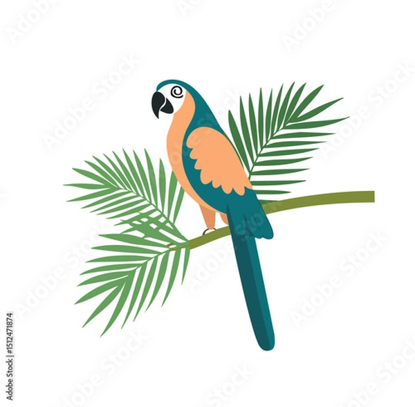 Obraz Tropical parrot perched on palm branch