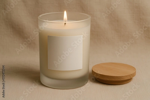Obraz Minimalist Candle with Wooden Lid