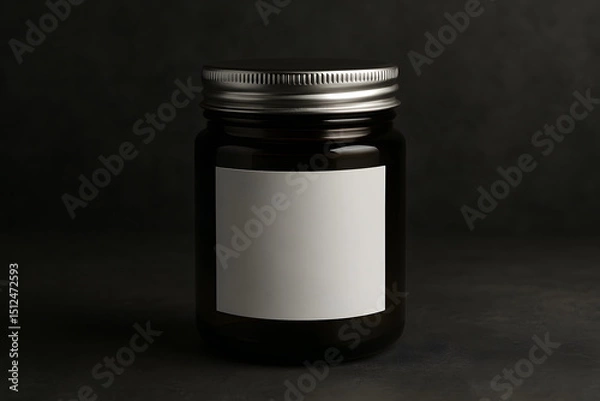 Obraz Dark Glass Jar With Blank Label