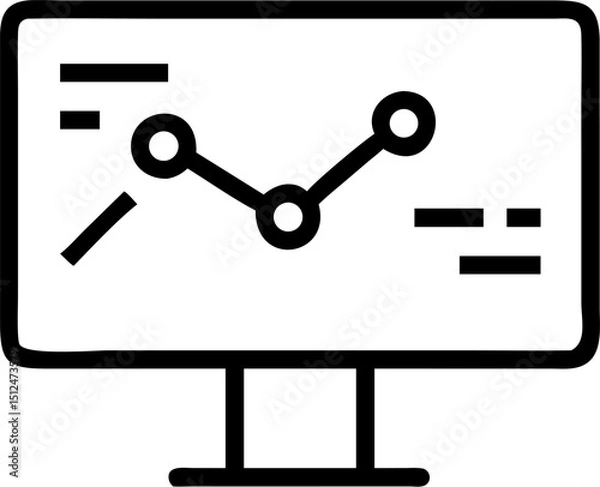 Fototapeta monitoring vector outline icon on white or transparent background