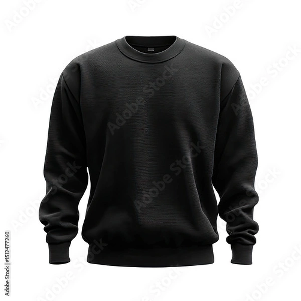 Obraz Black crew neck sweatshirt.  A plain, dark gray/black, comfortable, casual, versatile pullover.  Features long sleeves and a relaxed fit