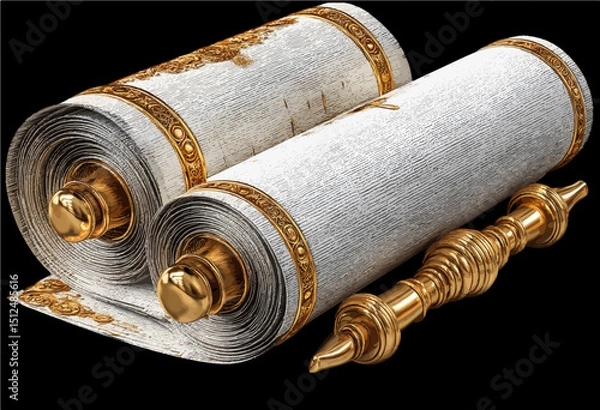 Fototapeta Double Scroll Vector with Gold Trim and Handle