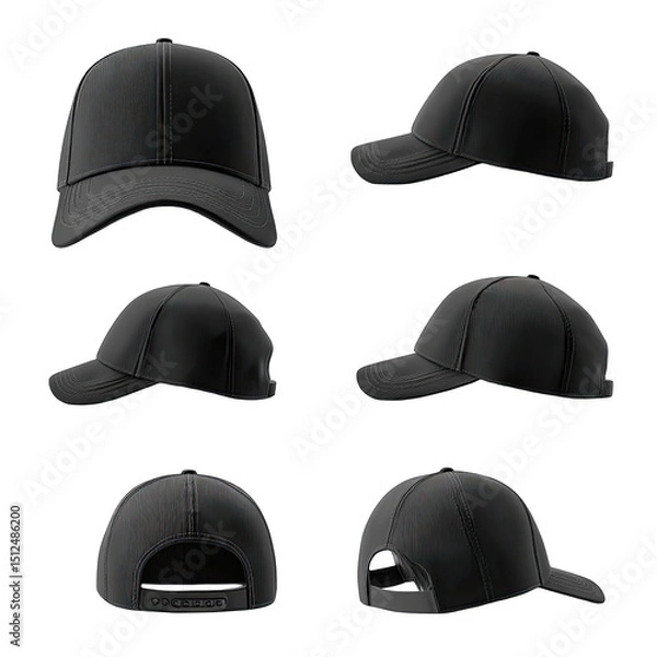 Obraz Black baseball cap, various views (1)