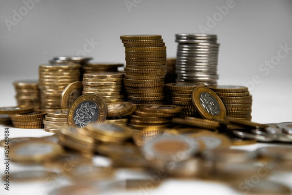 Obraz Pile of Ghanaian cedi currency coins