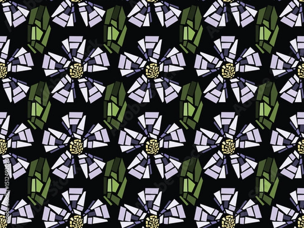 Obraz Blooming white flower blossom  mosaic . Seamless vector pattern. 