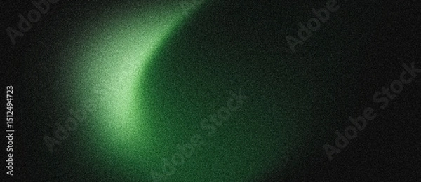 Fototapeta Glowing green abstract shape dark grainy black background noise texture futuristic dynamic poster