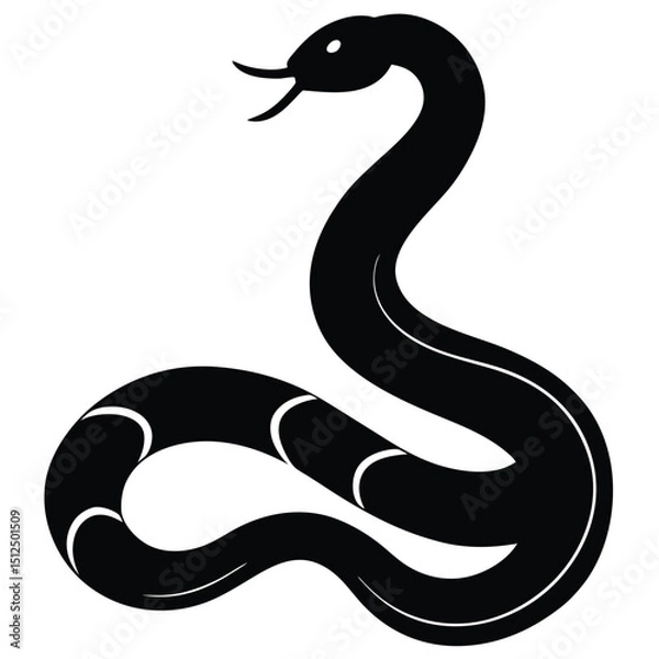 Obraz Cobra snake silhouette vector art illustration black, snake graphic icon snake black silhouette isolate vector, Coiled snake silhouette vector illustration of a cartoon of a snake vector illustration.