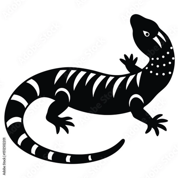 Obraz Printable vector illustration of sanda lizards, Lizard vector, Silhouette Vector Illustration of a Sanda Lizard, Creepy Crawly Lizard, Sanda Vector Set, Minimalist Black Sanda Lizard Silhouette. Sanda