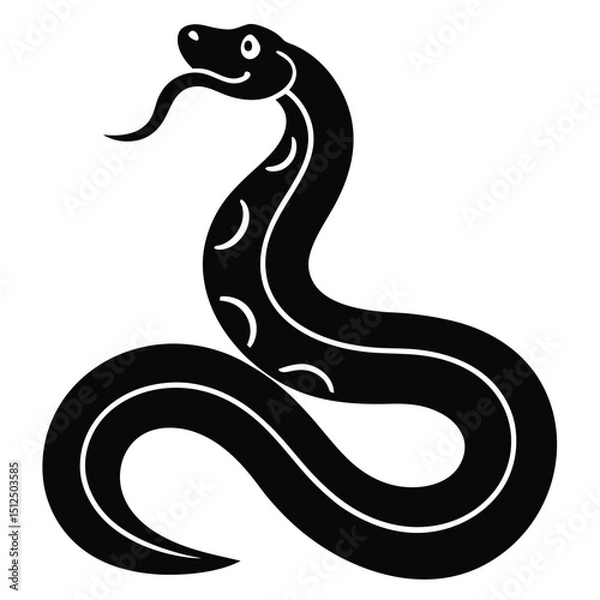 Obraz Cobra snake silhouette vector art illustration black, snake graphic icon snake black silhouette isolate vector, Coiled snake silhouette vector illustration of a cartoon of a snake vector illustration.