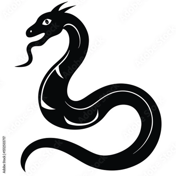 Obraz Cobra snake silhouette vector art illustration black, snake graphic icon snake black silhouette isolate vector, Coiled snake silhouette vector illustration of a cartoon of a snake vector illustration.