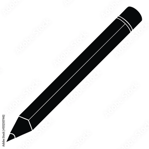 Fototapeta pencil silhouette icon vector, Pencil silhouette vector. Set of vector black outline pencil icon. Pencil vector illustration isolated on a white background.