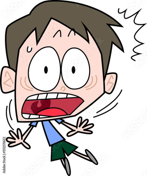 Fototapeta 驚いた表情の青い服を着た男性