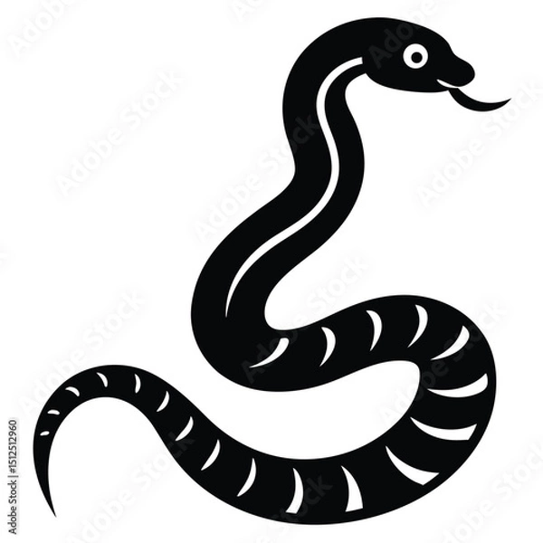 Fototapeta Cobra snake silhouette vector art illustration black, snake graphic icon snake black silhouette isolate vector, Coiled snake silhouette vector illustration of a cartoon of a snake vector illustration.