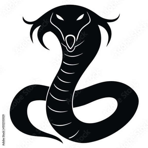 Fototapeta Cobra snake silhouette vector art illustration black, snake graphic icon snake black silhouette isolate vector, Coiled snake silhouette vector illustration of a cartoon of a snake vector illustration.