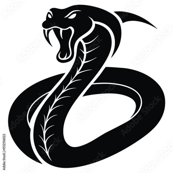 Fototapeta Cobra snake silhouette vector art illustration black, snake graphic icon snake black silhouette isolate vector, Coiled snake silhouette vector illustration of a cartoon of a snake vector illustration.