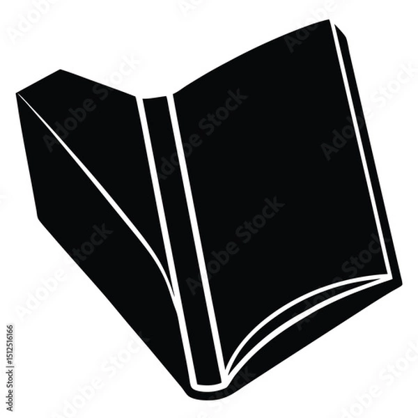 Fototapeta Open Book Silhouette Pages Flying Free, book - black and white vector symbol illustration of an open book, white background, Open book icon simple black silhouette knowledge symbol vector illustration