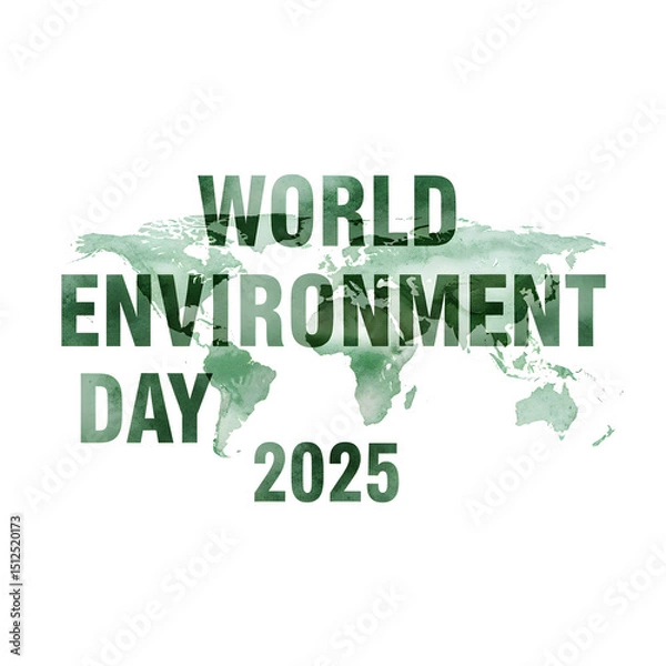 Fototapeta World Environment Day 2025 Typography with World Map Fill – Geographic Letter Design for Global Awareness