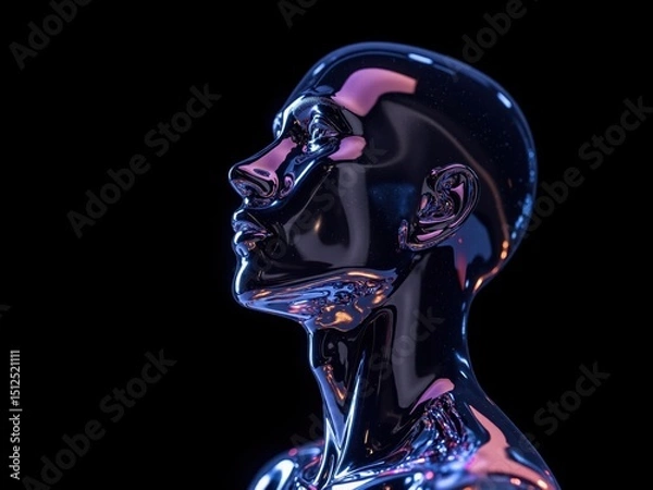 Fototapeta Digital Rendering of a Glossy Humanoid Bust