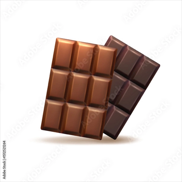 Obraz Two whole chocolate bars isolated on white background