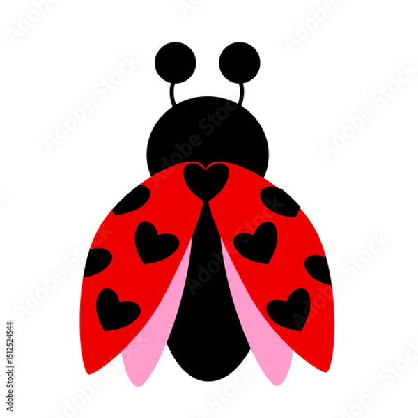 Fototapeta cute ladybug with hearts on a white background. hand drawn. vector